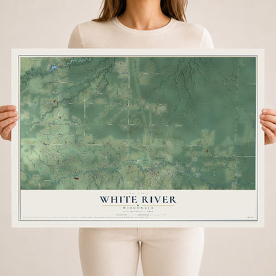 Map of White River, Wisconsin, 18 x 24 inch unframed archival matte print