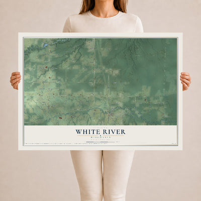 Map of White River, Wisconsin, 24 x 36 inch unframed archival matte print