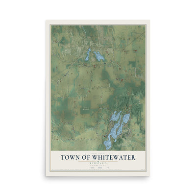 Map of the Town of Whitewater, Wisconsin, 12 x 18 inch unframed archival matte print