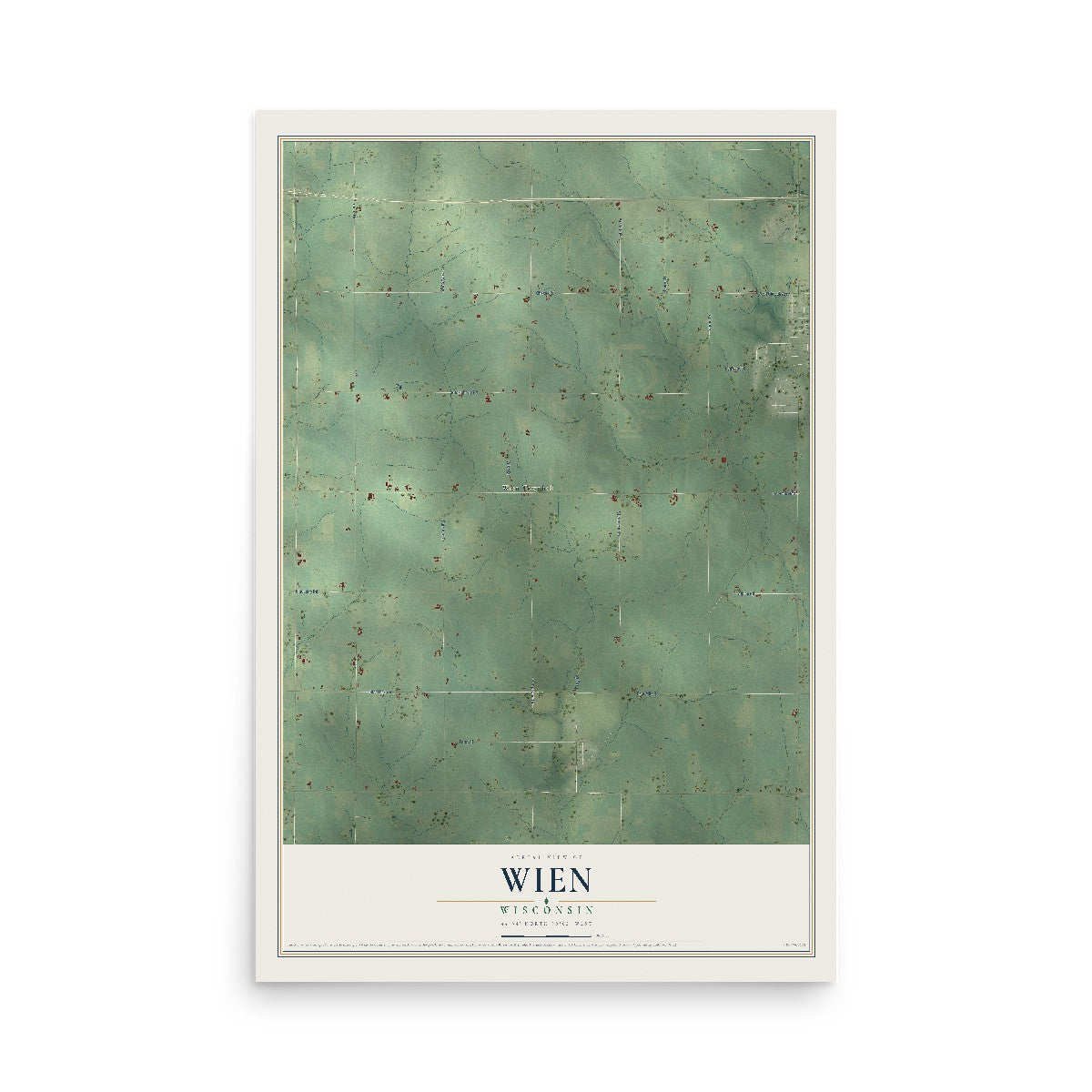 Map of Wien, Wisconsin, 12 x 18 inch unframed archival matte print