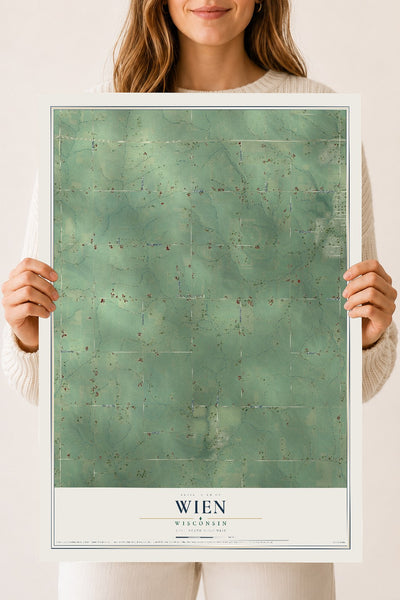 Map of Wien, Wisconsin, 18 x 24 inch unframed archival matte print