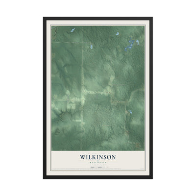 Map of Wilkinson, Wisconsin, 12 x 18 inch print in a black wood frame