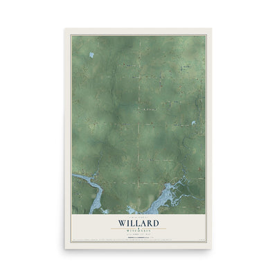 Map of Willard, Wisconsin, 12 x 18 inch unframed archival matte print