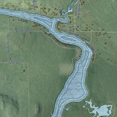 Second close-up of the map of Willard, Wisconsin print showing more streets and buildings