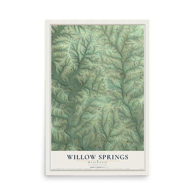Map of Willow Springs, Wisconsin, 12 x 18 inch unframed archival matte print