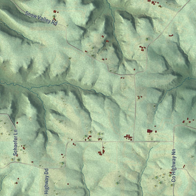 Close-up of the map of Willow, Wisconsin print showing street and building detail