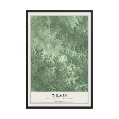 Map of Wilson, Dunn County, Wisconsin, 12 x 18 inch print in a black wood frame