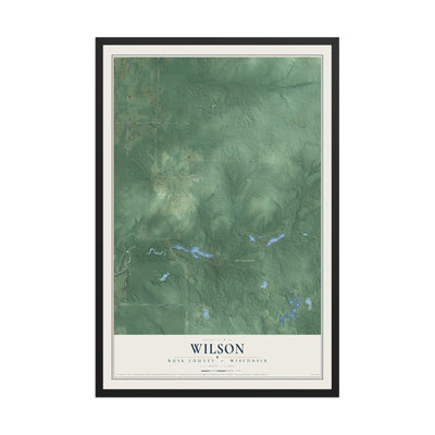 Map of Wilson, Rusk County, Wisconsin, 12 x 18 inch print in a black wood frame