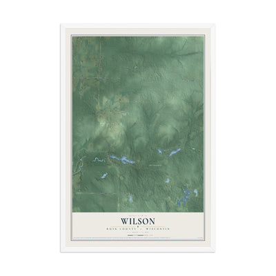Map of Wilson, Rusk County, Wisconsin, 12 x 18 inch print in a white wood frame