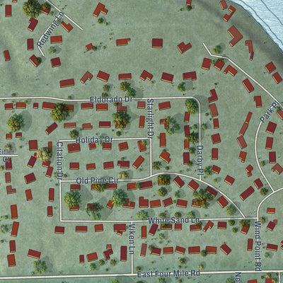 Close-up of the map of Wind Point, Wisconsin print showing street and building detail