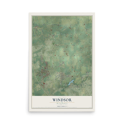 Map of Windsor, Wisconsin, 12 x 18 inch unframed archival matte print