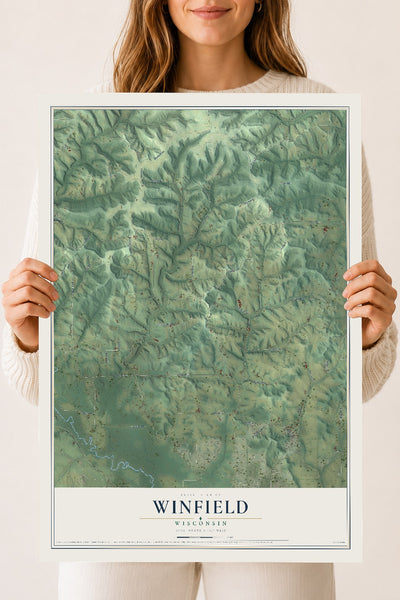 Map of Winfield, Wisconsin, 18 x 24 inch unframed archival matte print