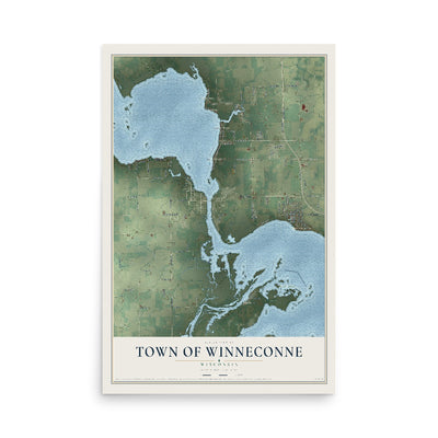Map of the Town of Winneconne, Wisconsin, 12 x 18 inch unframed archival matte print