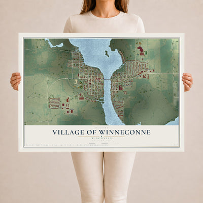 Map of Winneconne, Wisconsin, 24 x 36 inch unframed archival matte print