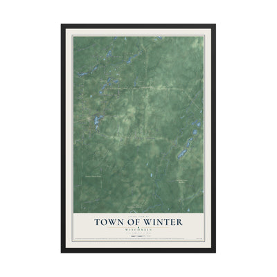 Map of the Town of Winter, Wisconsin, 12 x 18 inch print in a black wood frame