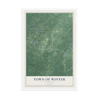 Map of the Town of Winter, Wisconsin, 12 x 18 inch print in a white wood frame