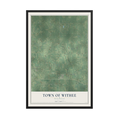 Map of the Town of Withee, Wisconsin, 12 x 18 inch print in a black wood frame