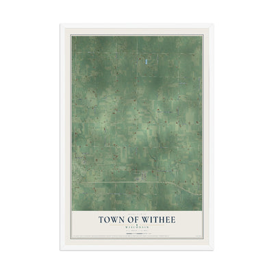 Map of the Town of Withee, Wisconsin, 12 x 18 inch print in a white wood frame