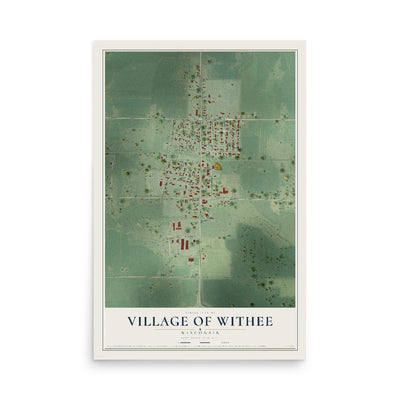 Map of Withee, Wisconsin, 12 x 18 inch unframed archival matte print