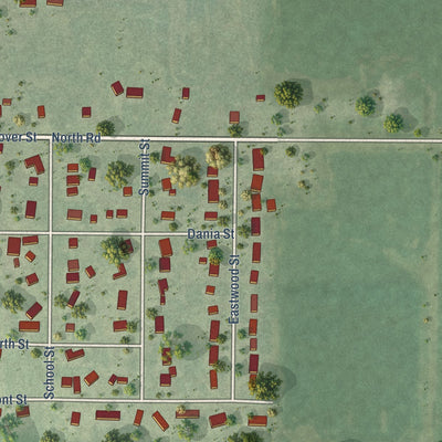 Second close-up of the map of Withee, Wisconsin print showing more streets and buildings