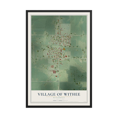 Map of Withee, Wisconsin, 12 x 18 inch print in a black wood frame