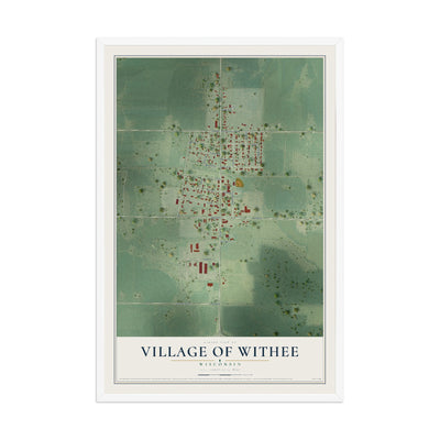 Map of Withee, Wisconsin, 12 x 18 inch print in a white wood frame