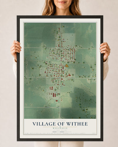 Map of Withee, Wisconsin, 24 x 36 inch print in a black wood frame