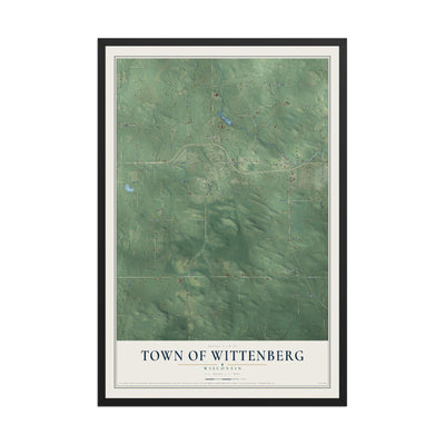 Map of the Town of Wittenberg, Wisconsin, 12 x 18 inch print in a black wood frame