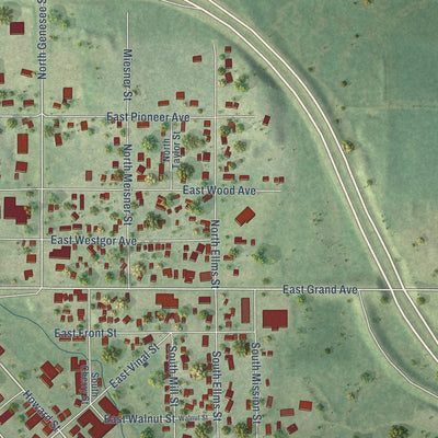 Close-up of the map of Wittenberg, Wisconsin print showing street and building detail