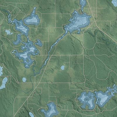 Close-up of the map of Wolf River, Langlade County, Wisconsin print showing street and building detail