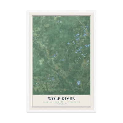 Map of Wolf River, Langlade County, Wisconsin, 12 x 18 inch print in a white wood frame