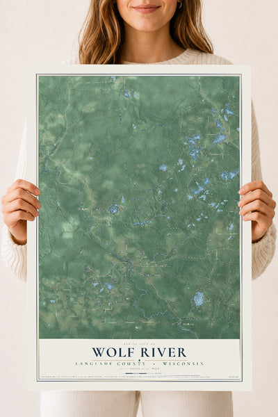 Map of Wolf River, Langlade County, Wisconsin, 18 x 24 inch unframed archival matte print
