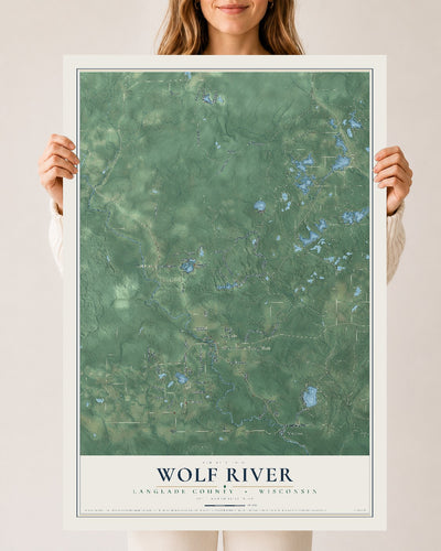 Map of Wolf River, Langlade County, Wisconsin, 24 x 36 inch unframed archival matte print