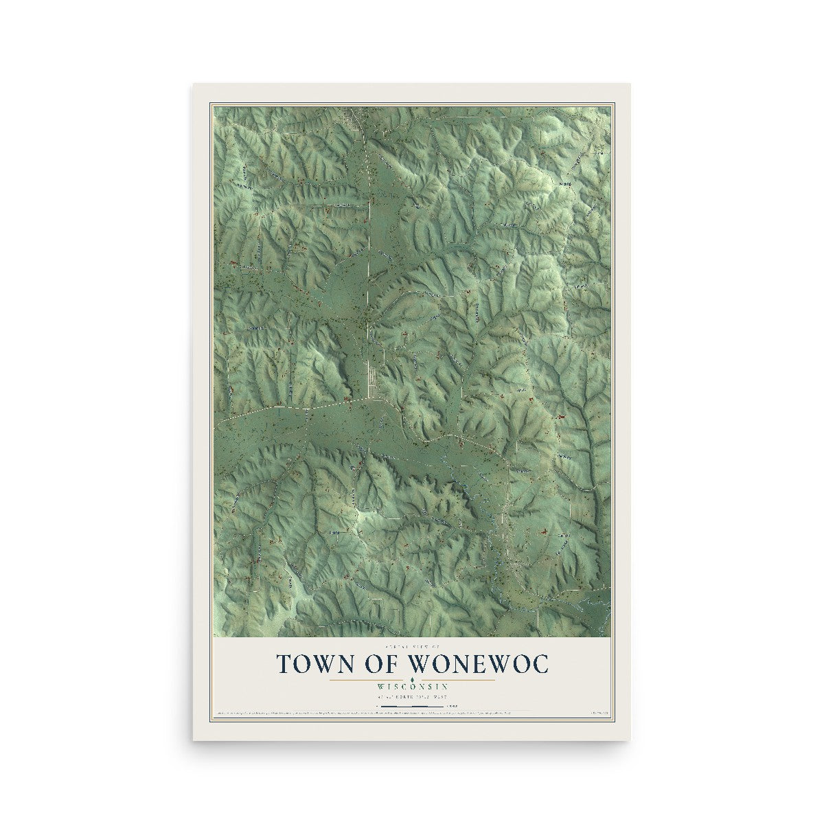 Map of the Town of Wonewoc, Wisconsin, 12 x 18 inch unframed archival matte print