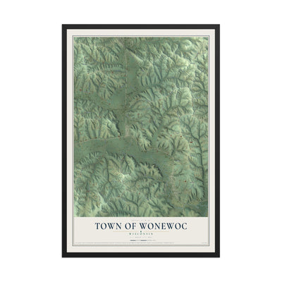 Map of the Town of Wonewoc, Wisconsin, 12 x 18 inch print in a black wood frame