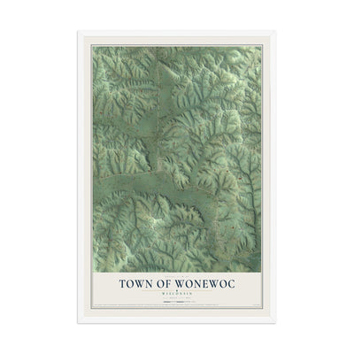 Map of the Town of Wonewoc, Wisconsin, 12 x 18 inch print in a white wood frame