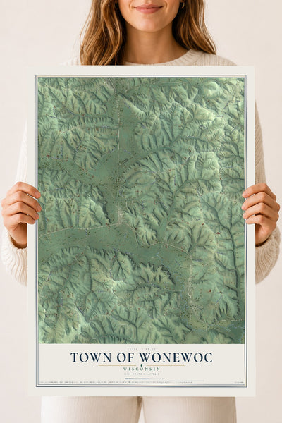 Map of the Town of Wonewoc, Wisconsin, 18 x 24 inch unframed archival matte print
