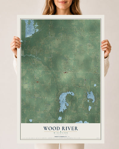 Map of Wood River, Wisconsin, 24 x 36 inch unframed archival matte print