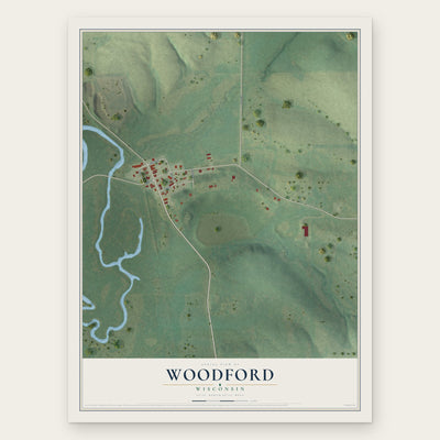 Woodford, Wisconsin map print, the full design
