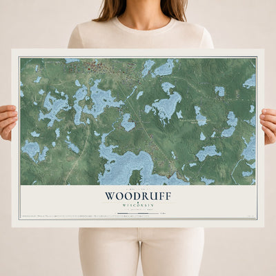 Map of Woodruff, Wisconsin, 18 x 24 inch unframed archival matte print