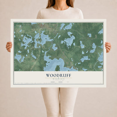 Map of Woodruff, Wisconsin, 24 x 36 inch unframed archival matte print