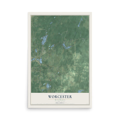Map of Worcester, Wisconsin, 12 x 18 inch unframed archival matte print