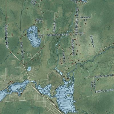 Close-up of the map of Worcester, Wisconsin print showing street and building detail