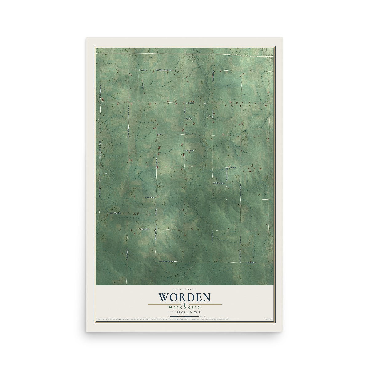 Map of Worden, Wisconsin, 12 x 18 inch unframed archival matte print