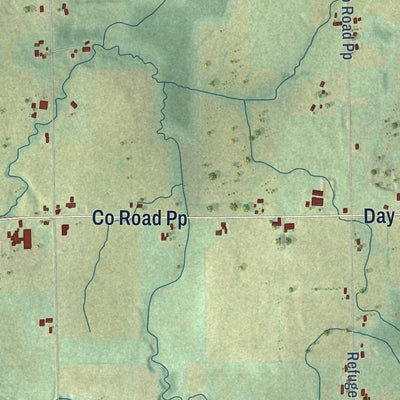 Close-up of the map of the Town of Wrightstown, Wisconsin print showing street and building detail