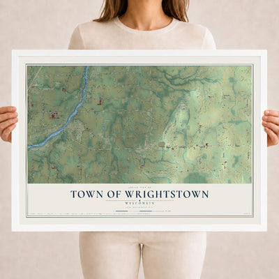 Map of the Town of Wrightstown, Wisconsin, 18 x 24 inch print in a white wood frame
