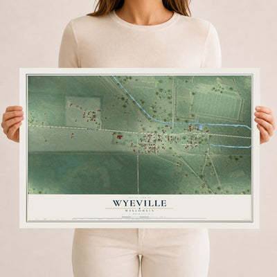 Map of Wyeville, Wisconsin, 12 x 18 inch unframed archival matte print
