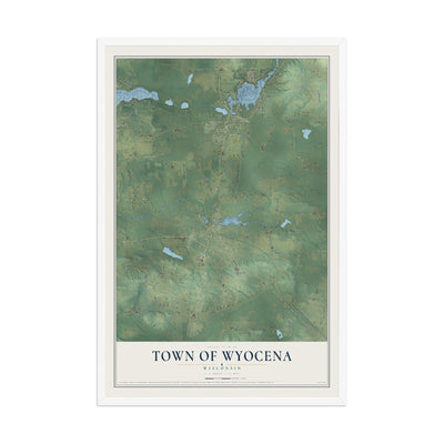 Map of the Town of Wyocena, Wisconsin, 12 x 18 inch print in a white wood frame