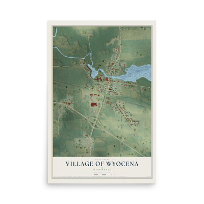 Map of Wyocena, Wisconsin, 12 x 18 inch unframed archival matte print