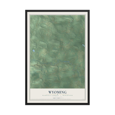 Map of Wyoming, Waupaca County, Wisconsin, 12 x 18 inch print in a black wood frame